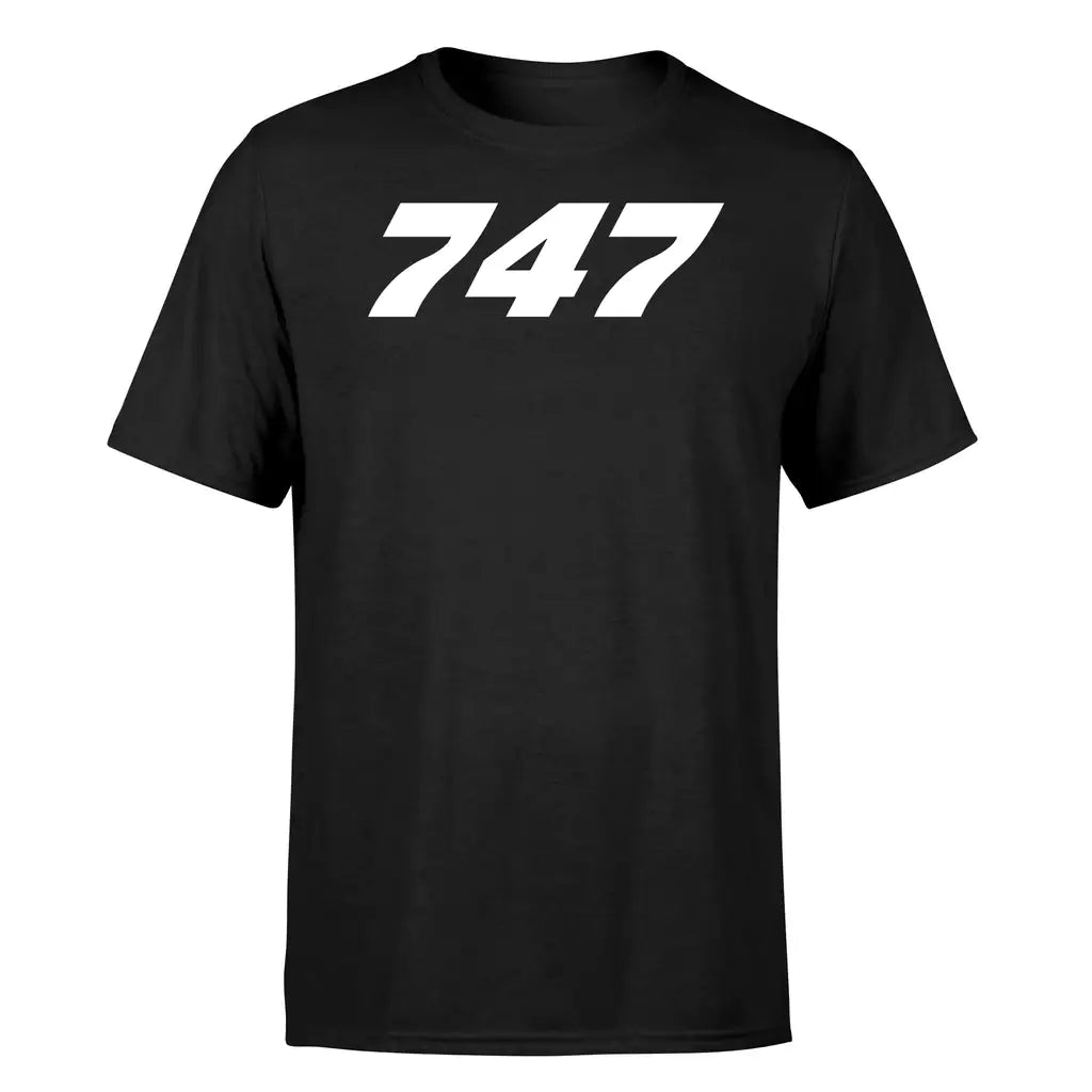 Boeing 747 Flat Text design on black single side