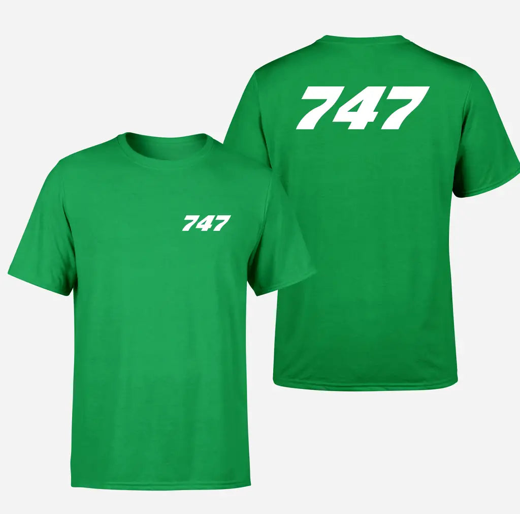 Boeing 747 Flat Text design on green double side