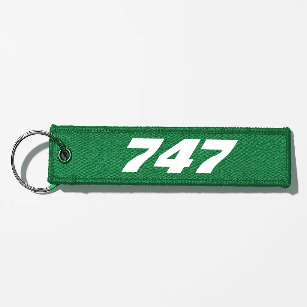 Boeing 747 Flat Text Key Chains - Green