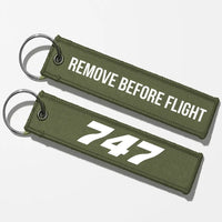 Thumbnail for Boeing 747 Flat Text Key Chains - Green Army - Remove Before Flight