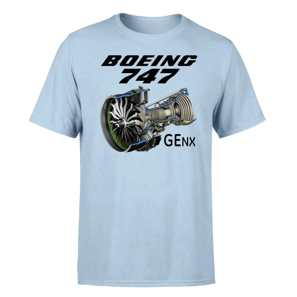 Boeing 747 & GENX Engine design on light blue single side