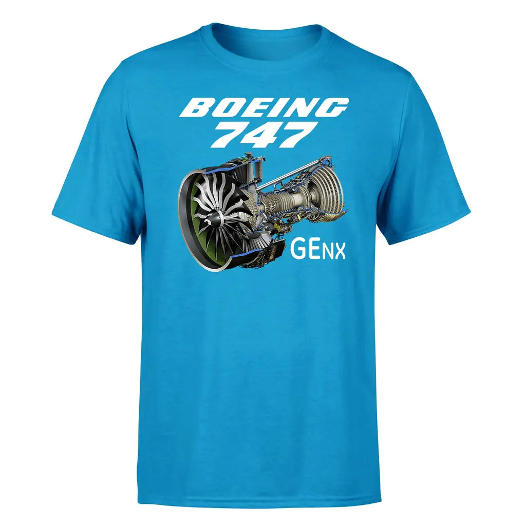 Boeing 747 & GENX Engine design on turquoise single side