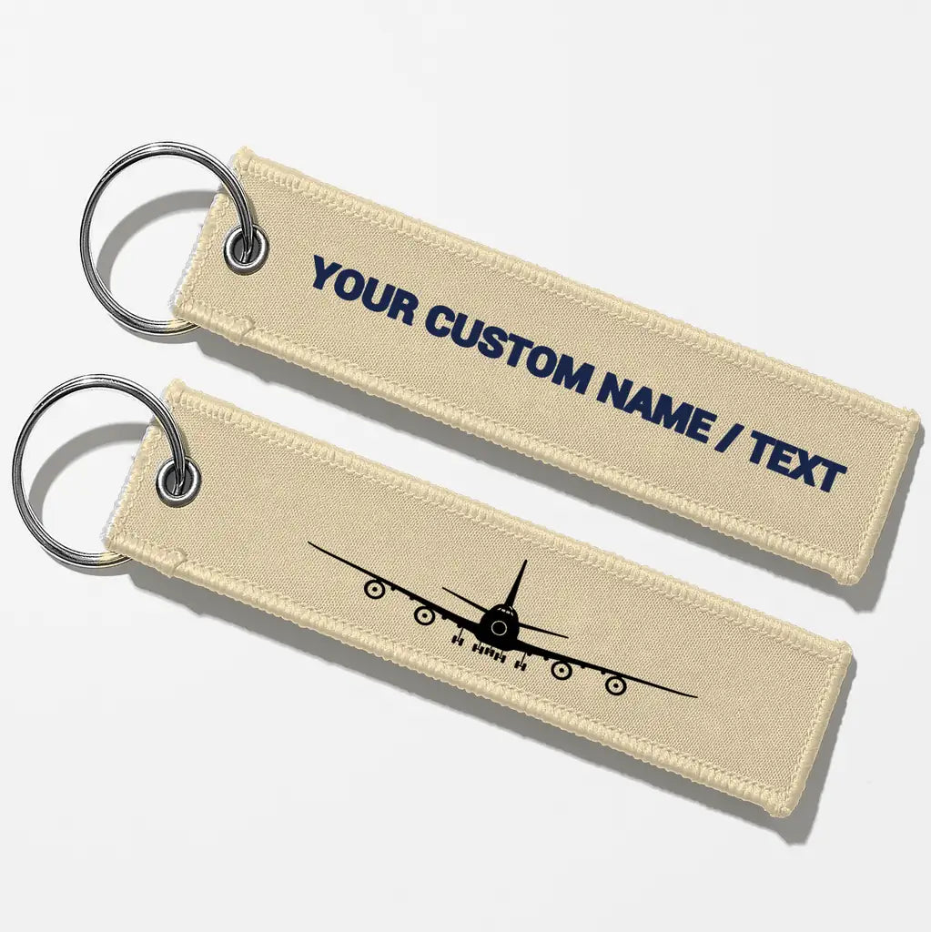 Boeing 747 Silhouette Key Chains - Beige - Personalized