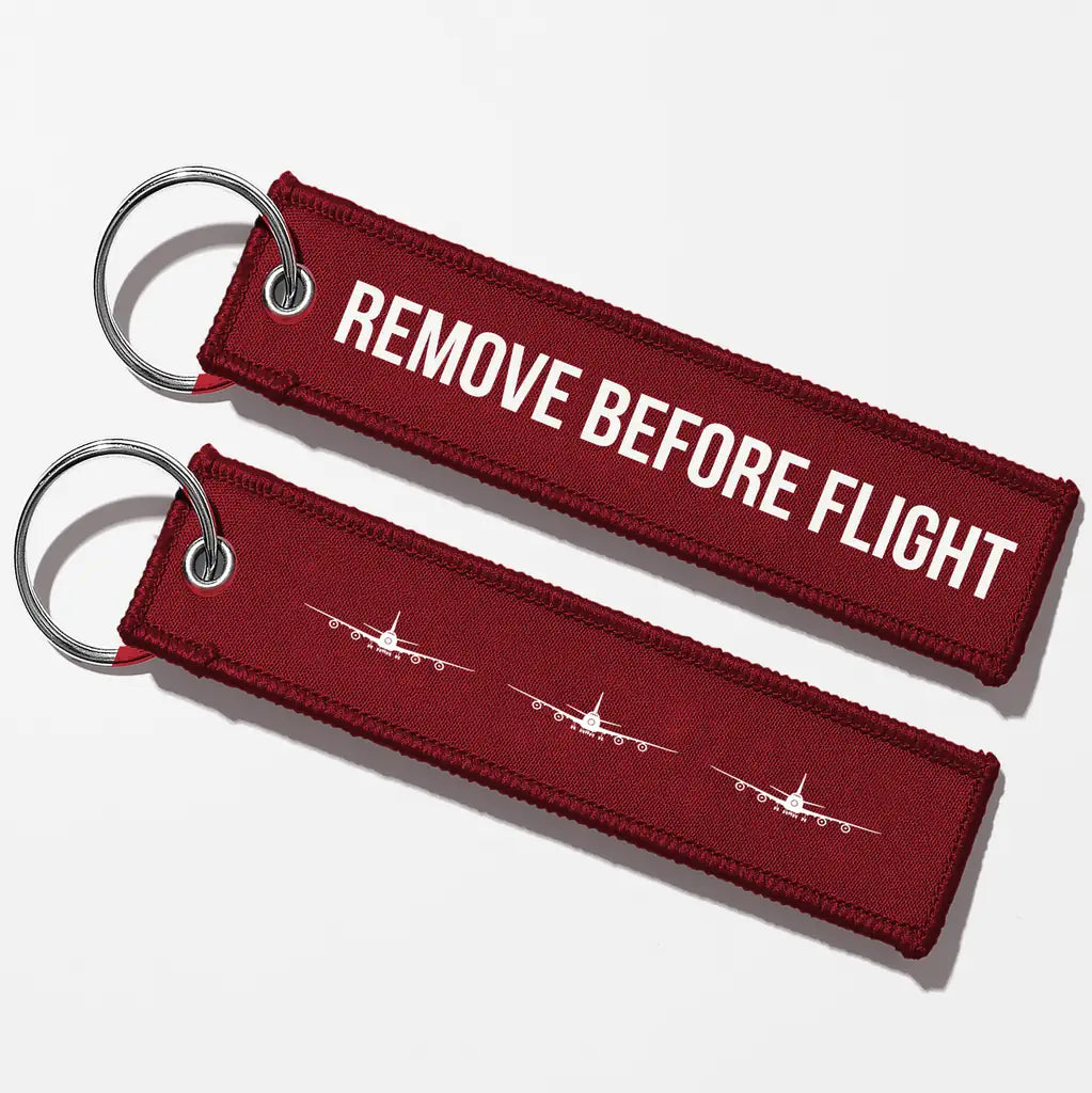 Boeing 747 Silhouette Key Chains - Dark Red - Remove Before Flight