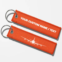 Thumbnail for Boeing 747 Silhouette Key Chains - Orange - Personalized