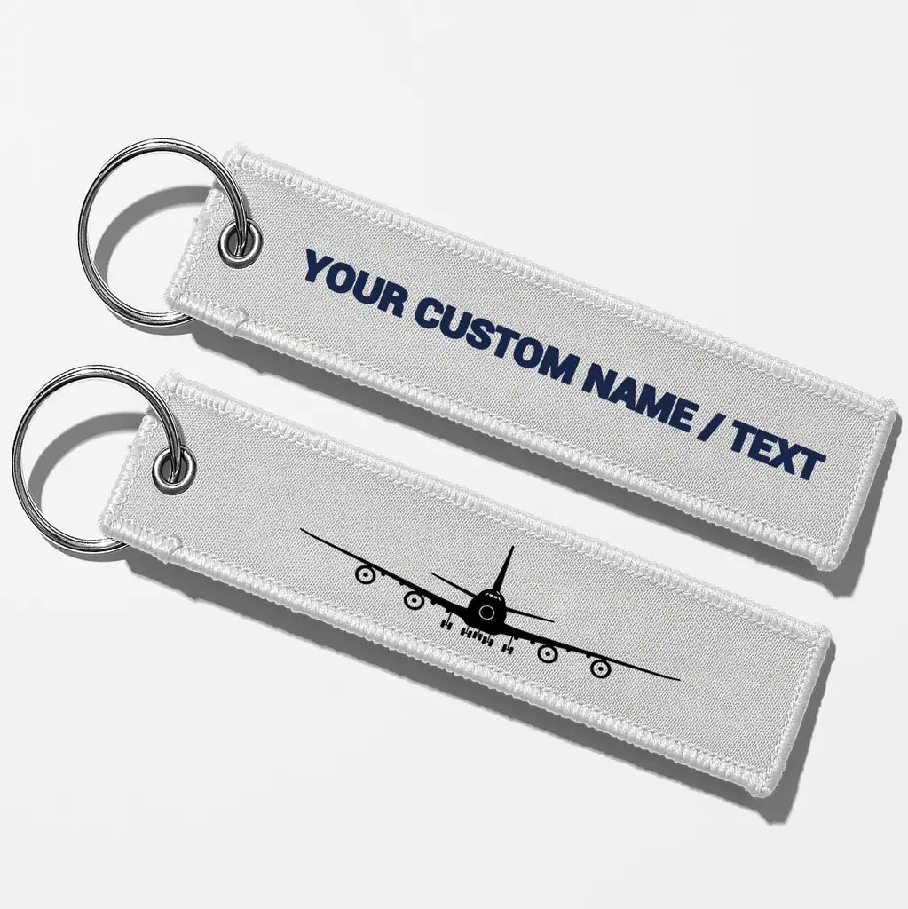 Boeing 747 Silhouette Key Chains - White - Personalized