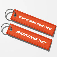Thumbnail for Boeing 747 & Text Key Chains - Orange - Personalized