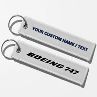Thumbnail for Boeing 747 & Text Key Chains - White - Personalized
