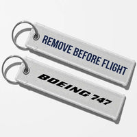 Thumbnail for Boeing 747 & Text Key Chains - White - Remove Before Flight