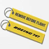 Thumbnail for Boeing 747 & Text Key Chains - Yellow - Remove Before Flight