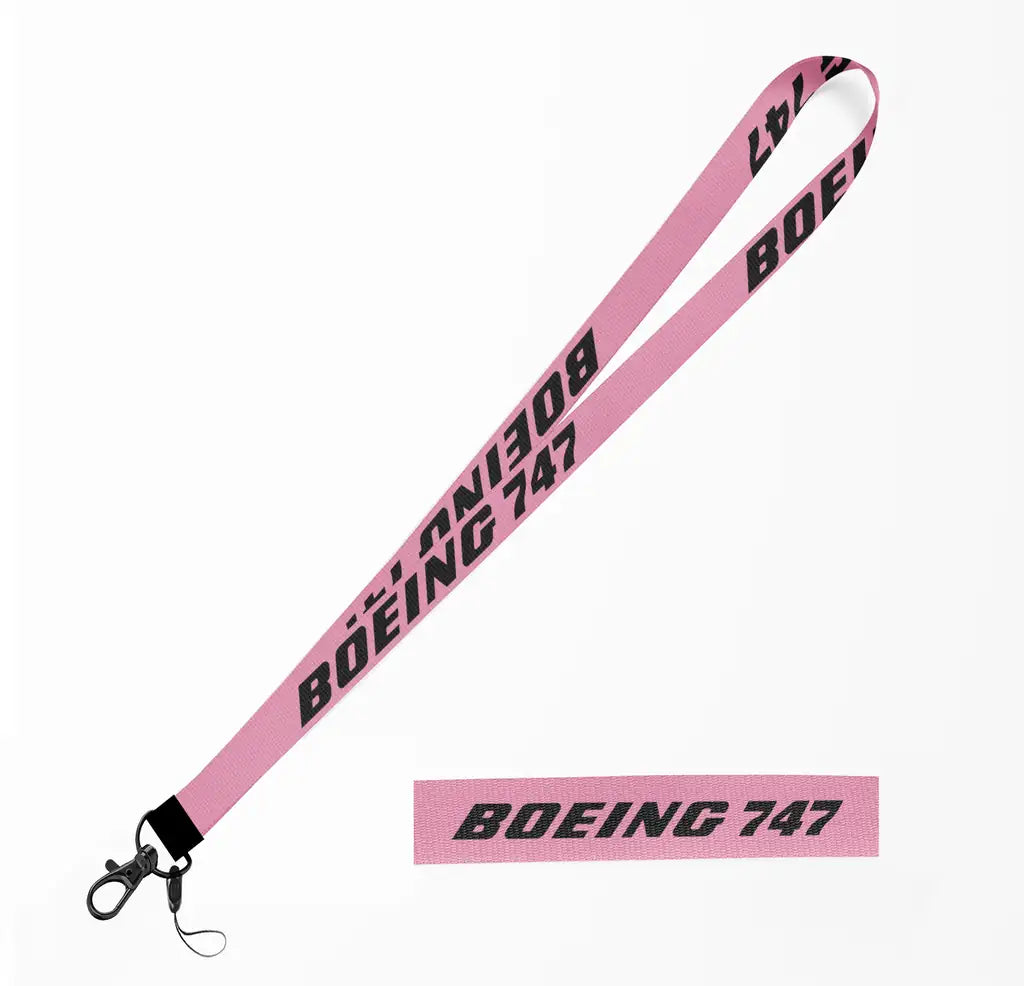 Boeing 747 & Text lanyard - pink