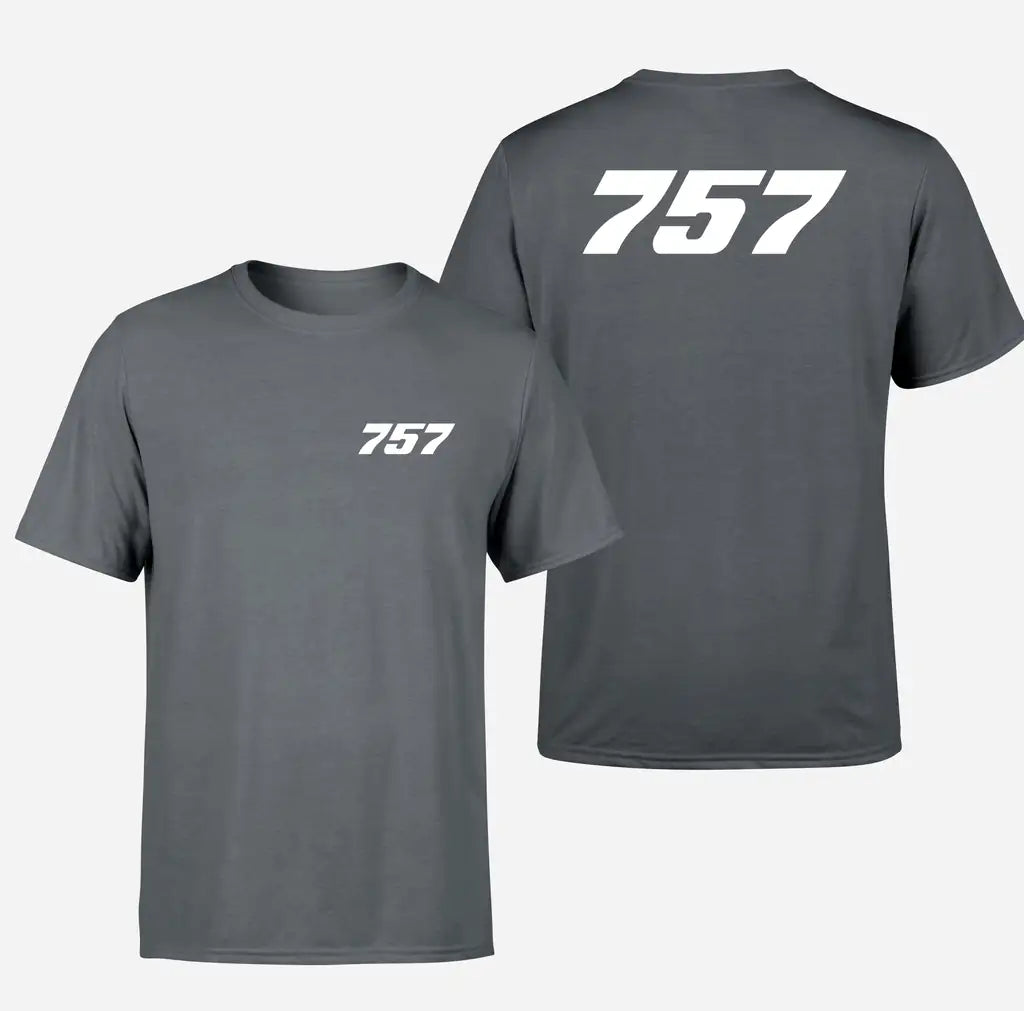Boeing 757 Flat Text design on gray double side