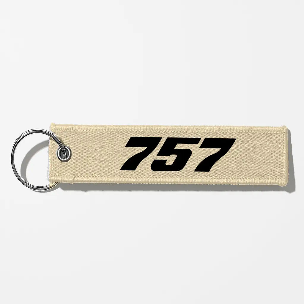 Boeing 757 Flat Text Key Chains - Beige