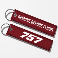 Thumbnail for Boeing 757 Flat Text Key Chains - Dark Red - Remove Before Flight