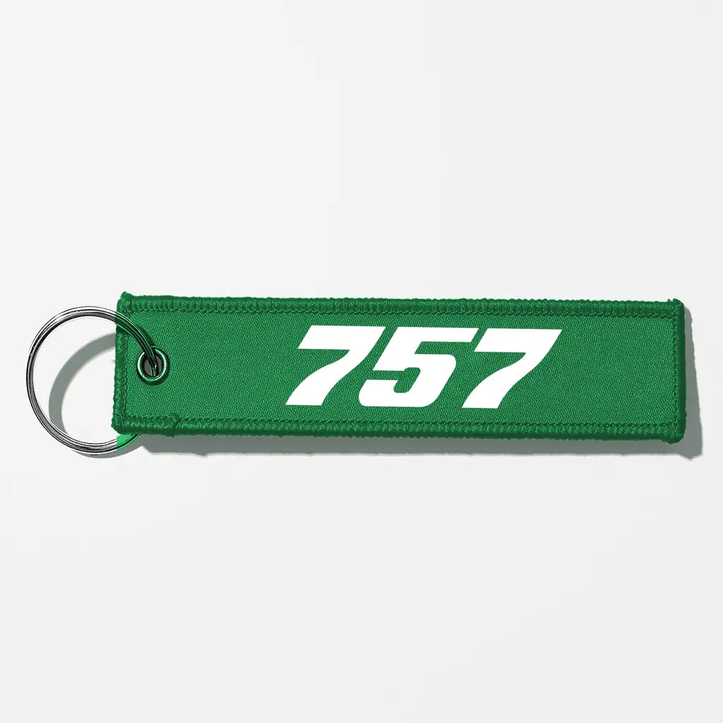 Boeing 757 Flat Text Key Chains - Green