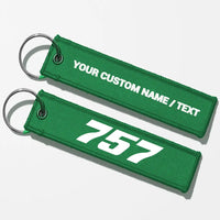 Thumbnail for Boeing 757 Flat Text Key Chains - Green - Personalized