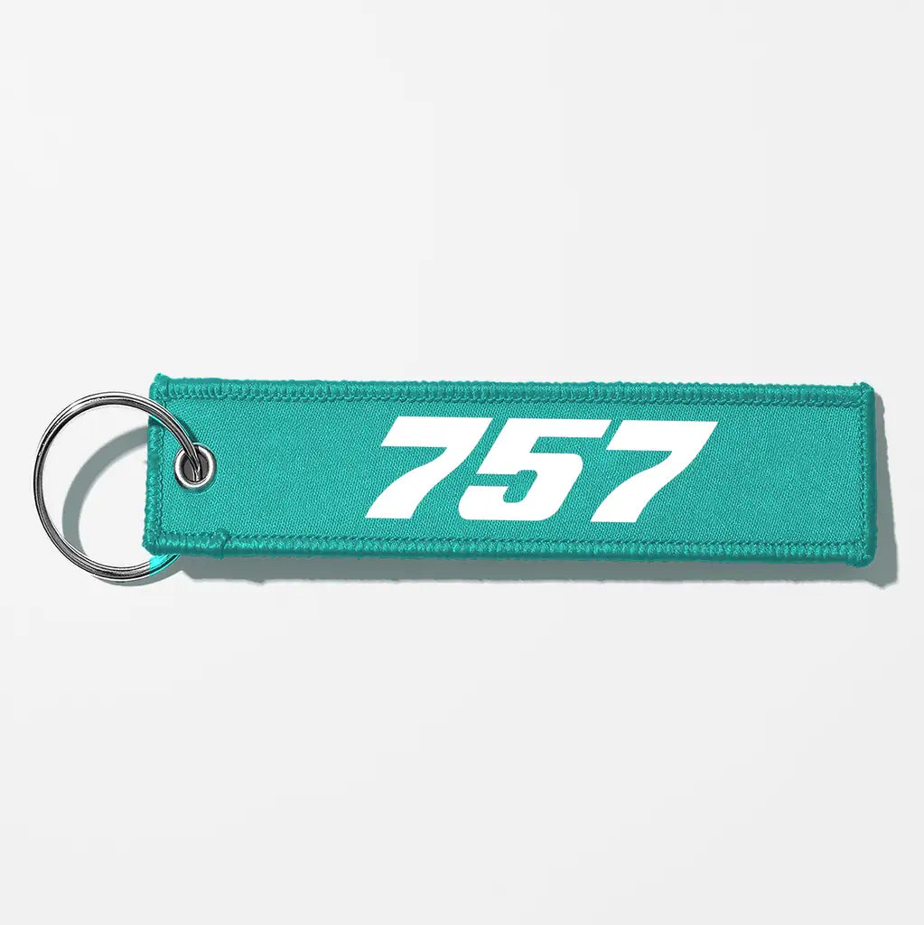 Boeing 757 Flat Text Key Chains - Turquoise