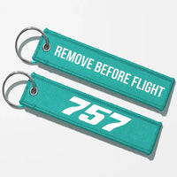 Thumbnail for Boeing 757 Flat Text Key Chains - Turquoise - Remove Before Flight