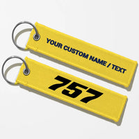 Thumbnail for Boeing 757 Flat Text Key Chains - Yellow - Personalized