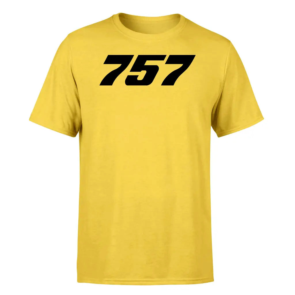 Boeing 757 Flat Text design on yellow single side