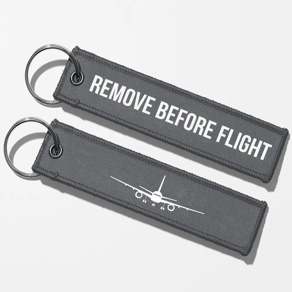 Boeing 757 Silhouette Key Chains - Gray - Remove Before Flight
