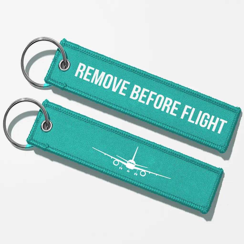 Boeing 757 Silhouette Key Chains - Turquoise - Remove Before Flight