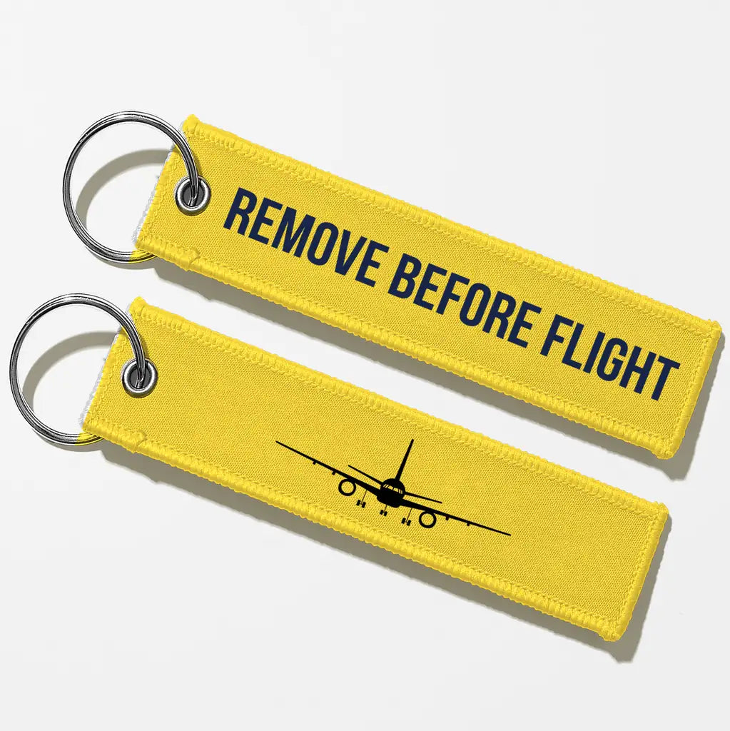Boeing 757 Silhouette Key Chains - Yellow - Remove Before Flight