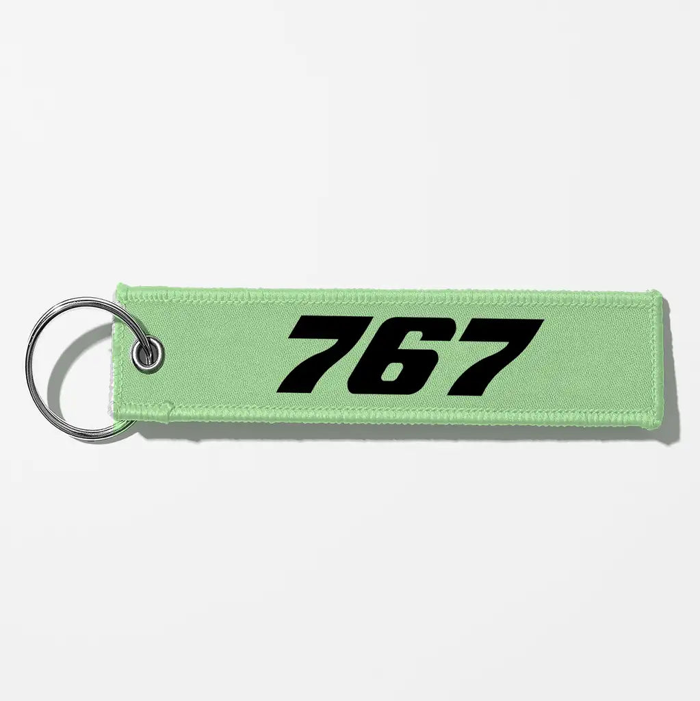 Boeing 767 Flat Text Key Chains - Light Green