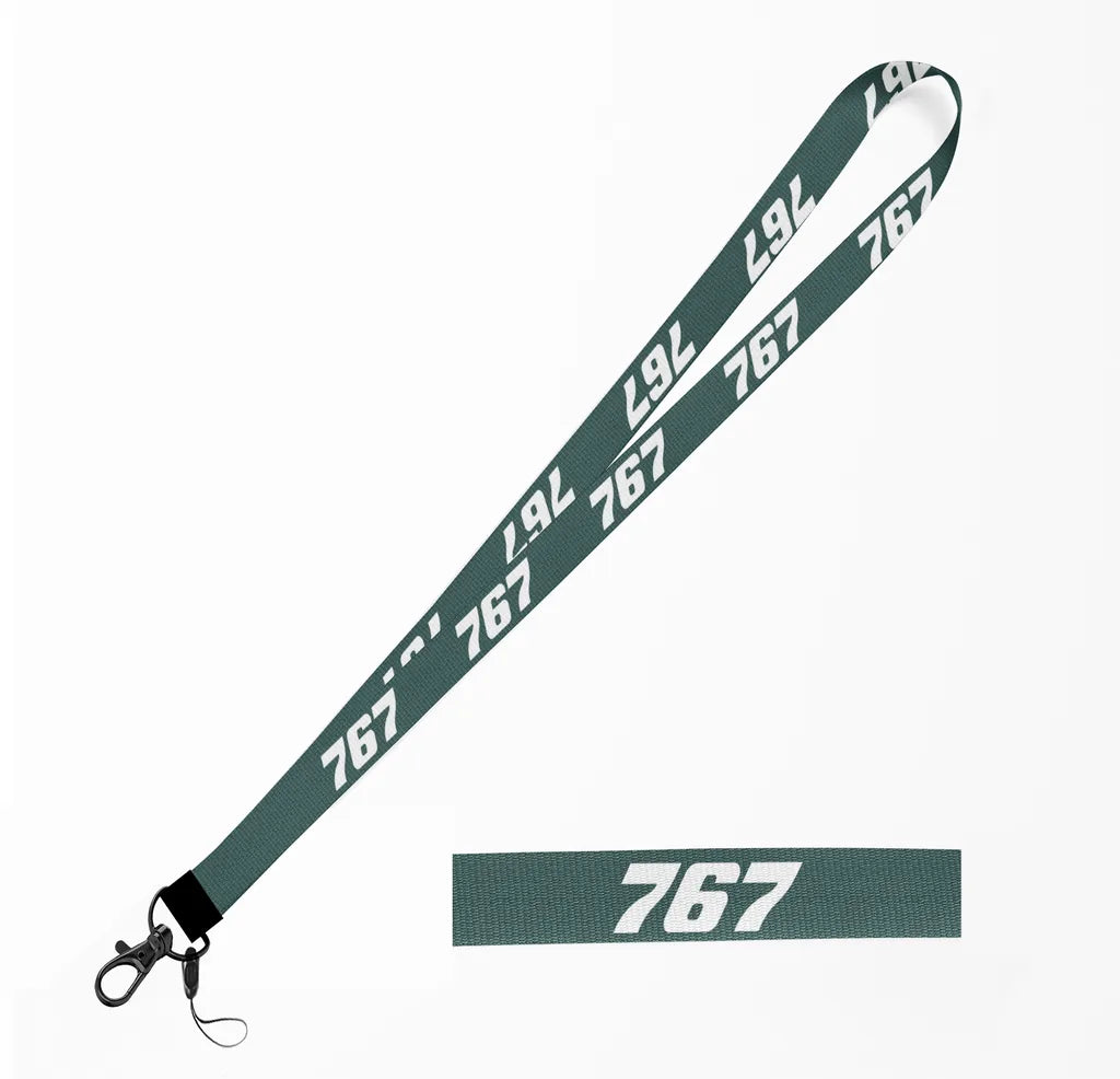 Boeing 767 Flat Text lanyard - dark green