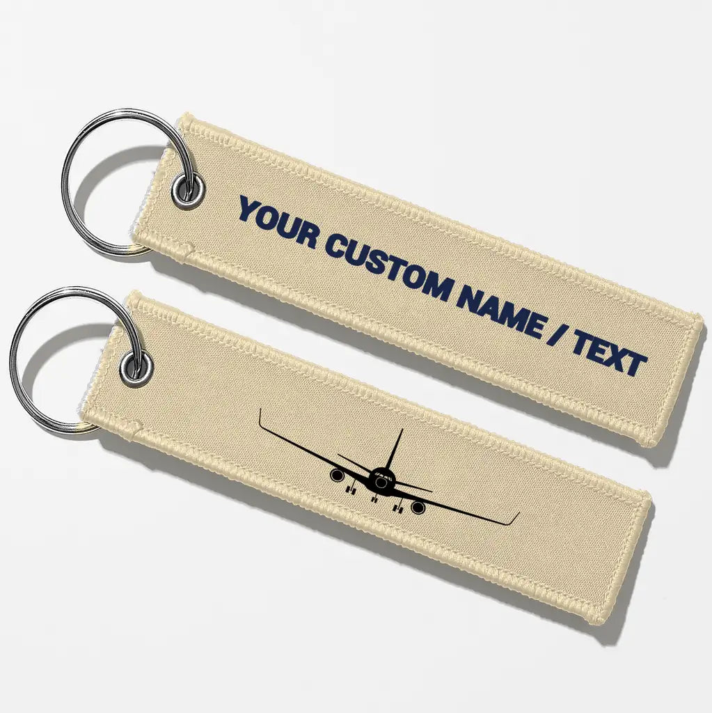 Boeing 767 Silhouette Key Chains - Beige - Personalized