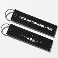 Thumbnail for Boeing 767 Silhouette Key Chains - Black - Personalized