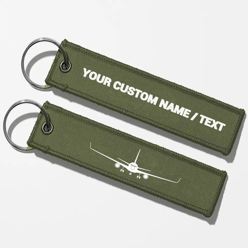 Boeing 767 Silhouette Key Chains - Green Army - Personalized