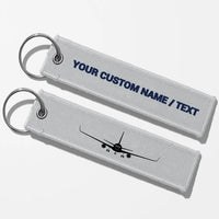 Thumbnail for Boeing 767 Silhouette Key Chains - Light Gray - Personalized