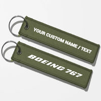 Thumbnail for Boeing 767 & Text Key Chains - Green Army - Personalized