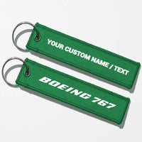 Thumbnail for Boeing 767 & Text Key Chains - Green - Personalized