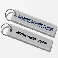 Thumbnail for Boeing 767 & Text Key Chains - Light Gray - Remove Before Flight