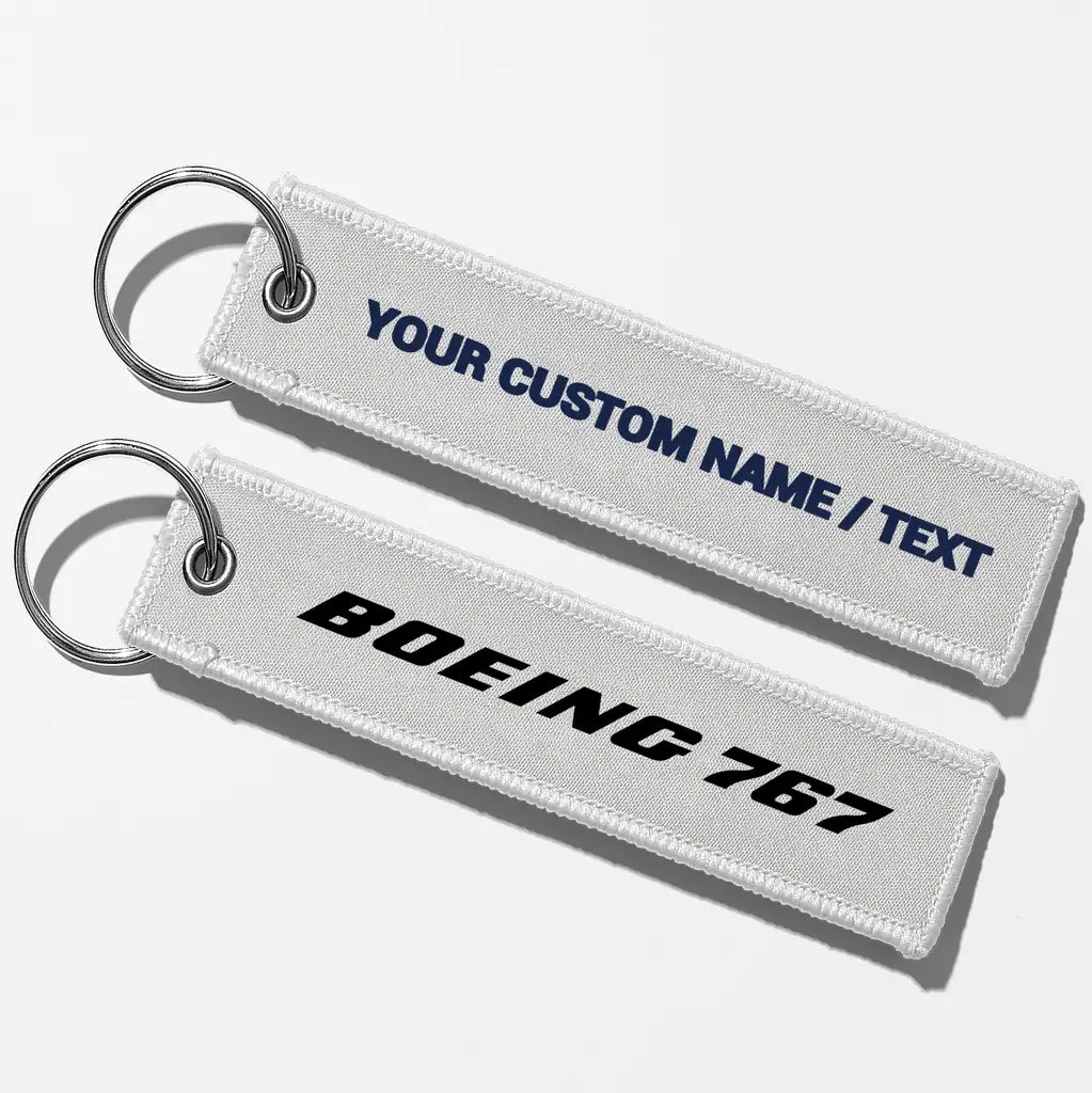 Boeing 767 & Text Key Chains - White - Personalized