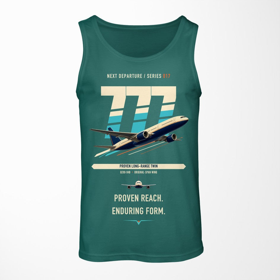 Boeing 777-200ER design on green tank top