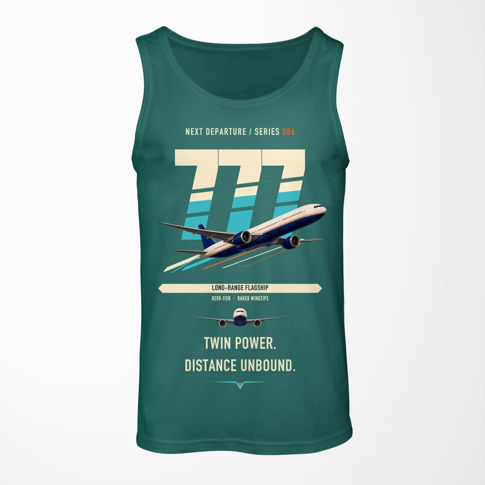 Boeing 777-300ER design on green tank top