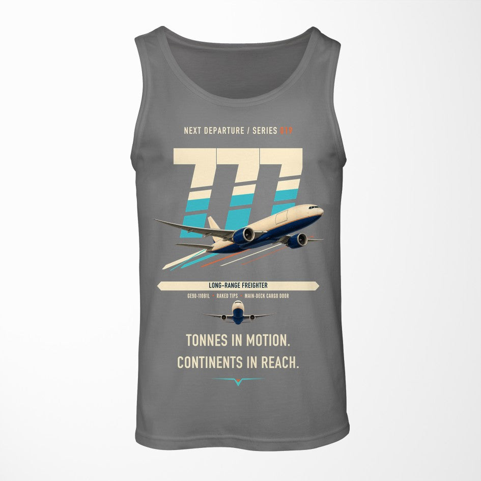 Boeing 777F design on gray tank top