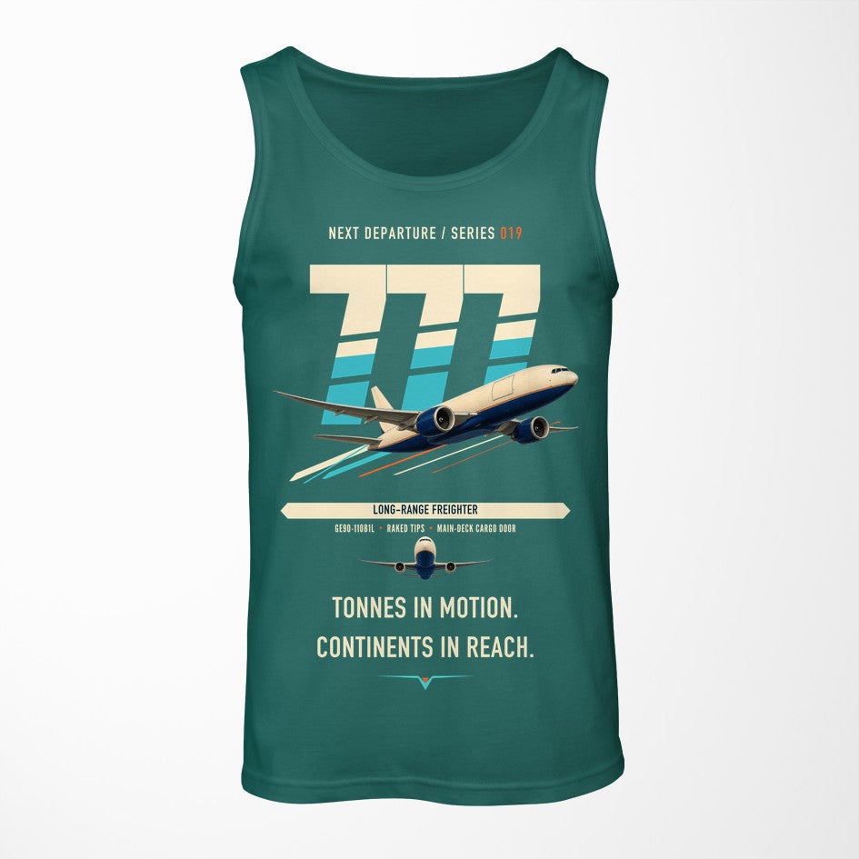 Boeing 777F design on green tank top