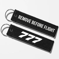 Thumbnail for Boeing 777 Flat Text Key Chains - Black - Remove Before Flight