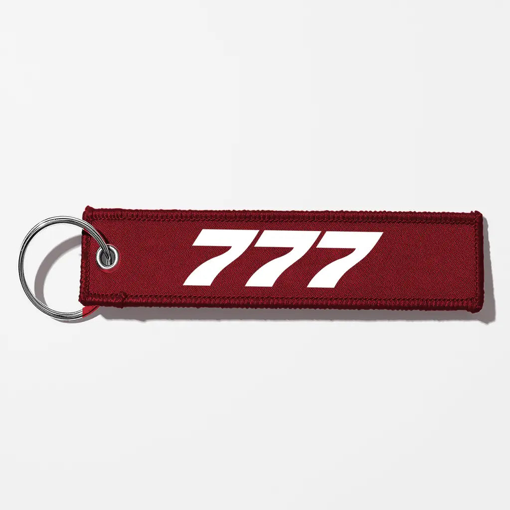 Boeing 777 Flat Text Key Chains - Dark Red