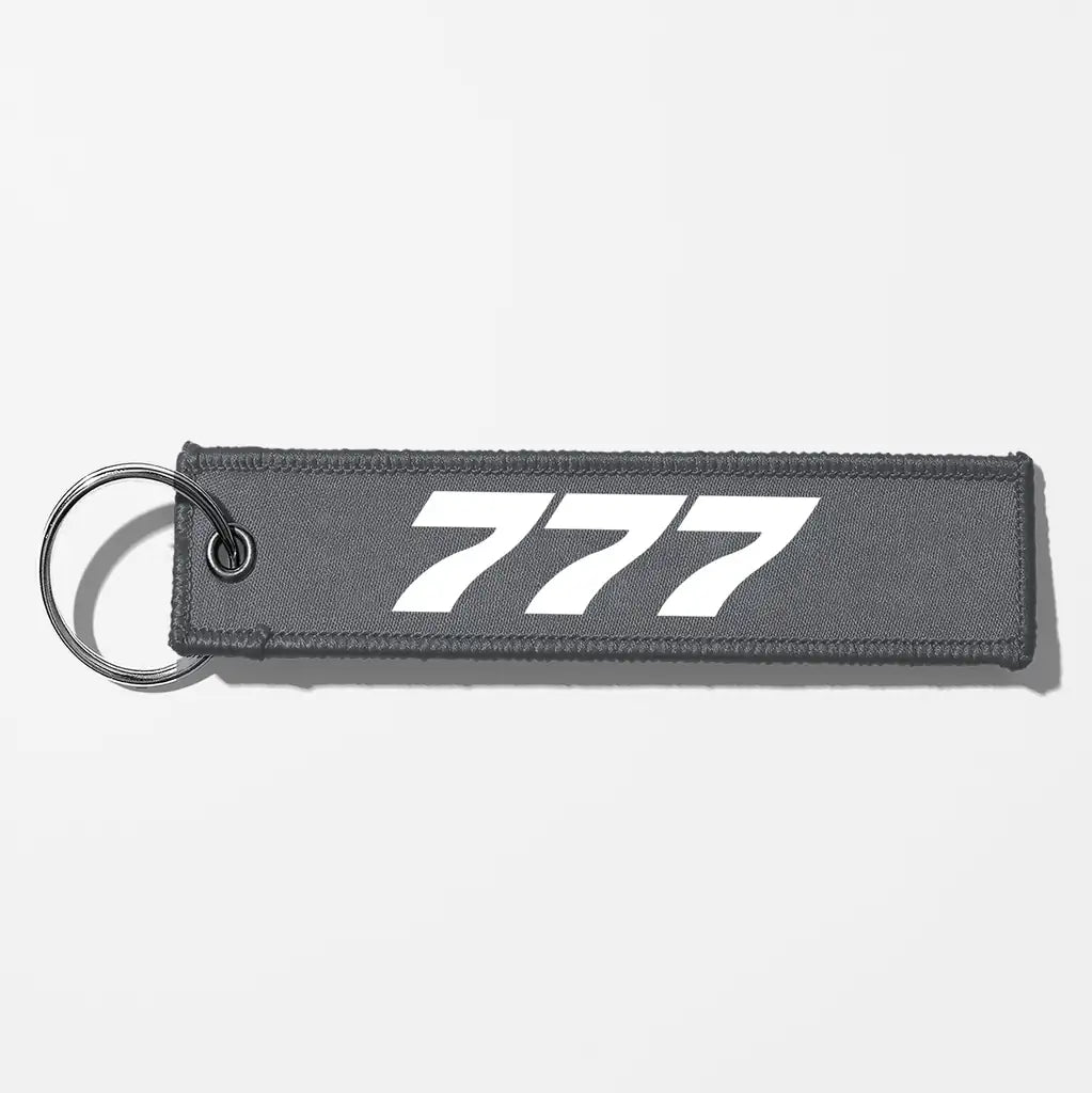 Boeing 777 Flat Text Key Chains - Gray