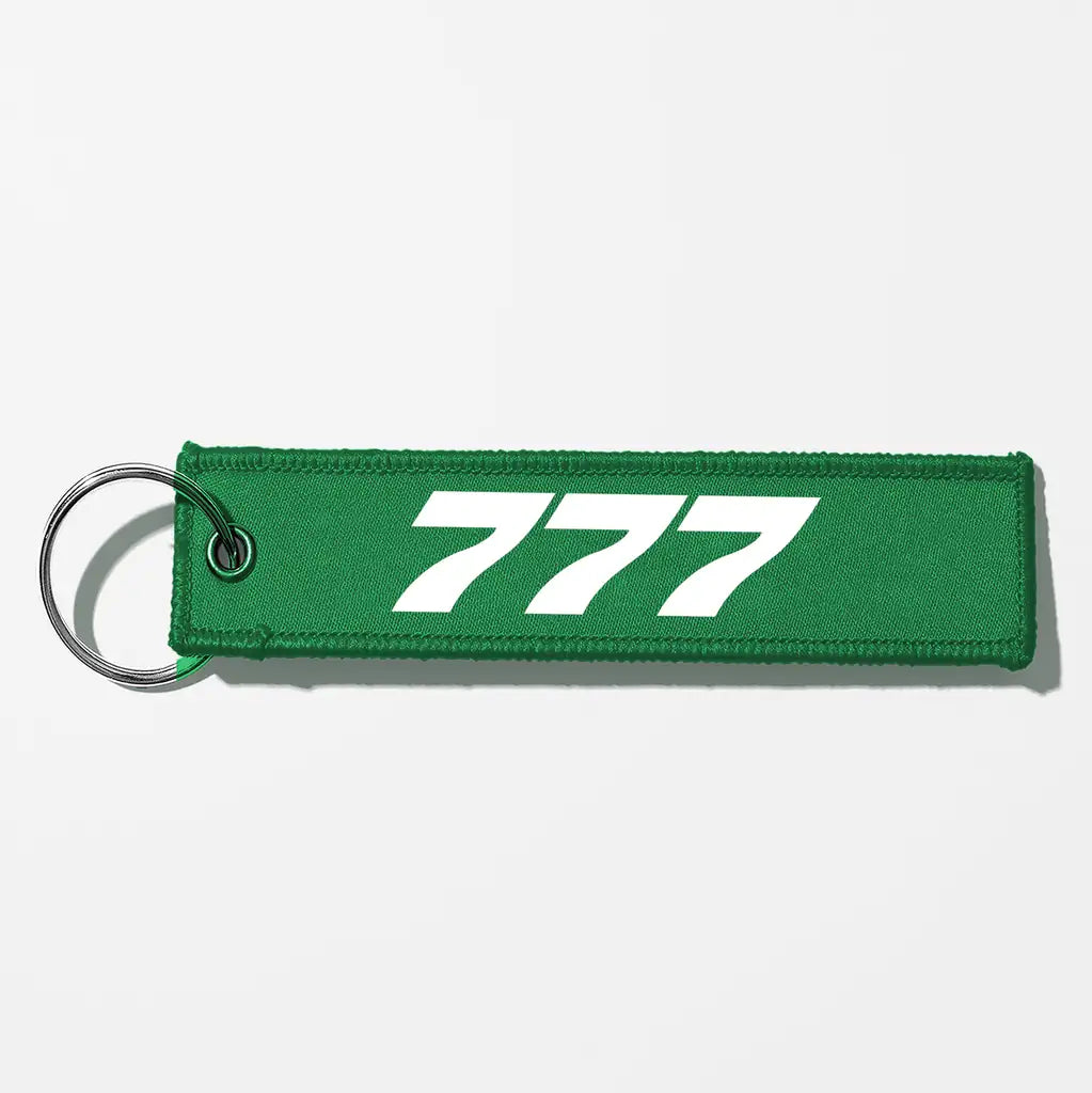 Boeing 777 Flat Text Key Chains - Green