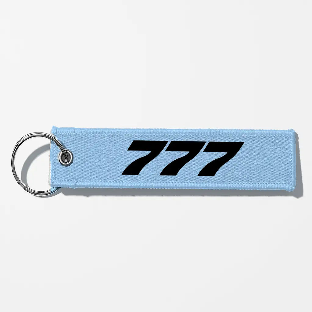 Boeing 777 Flat Text Key Chains - Light Blue