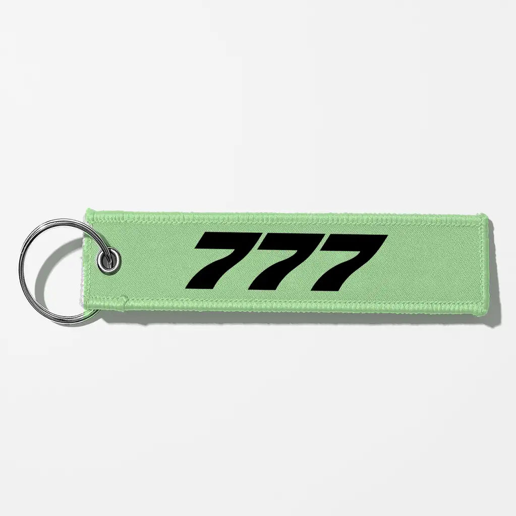 Boeing 777 Flat Text Key Chains - Light Green