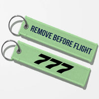 Thumbnail for Boeing 777 Flat Text Key Chains - Light Green - Remove Before Flight