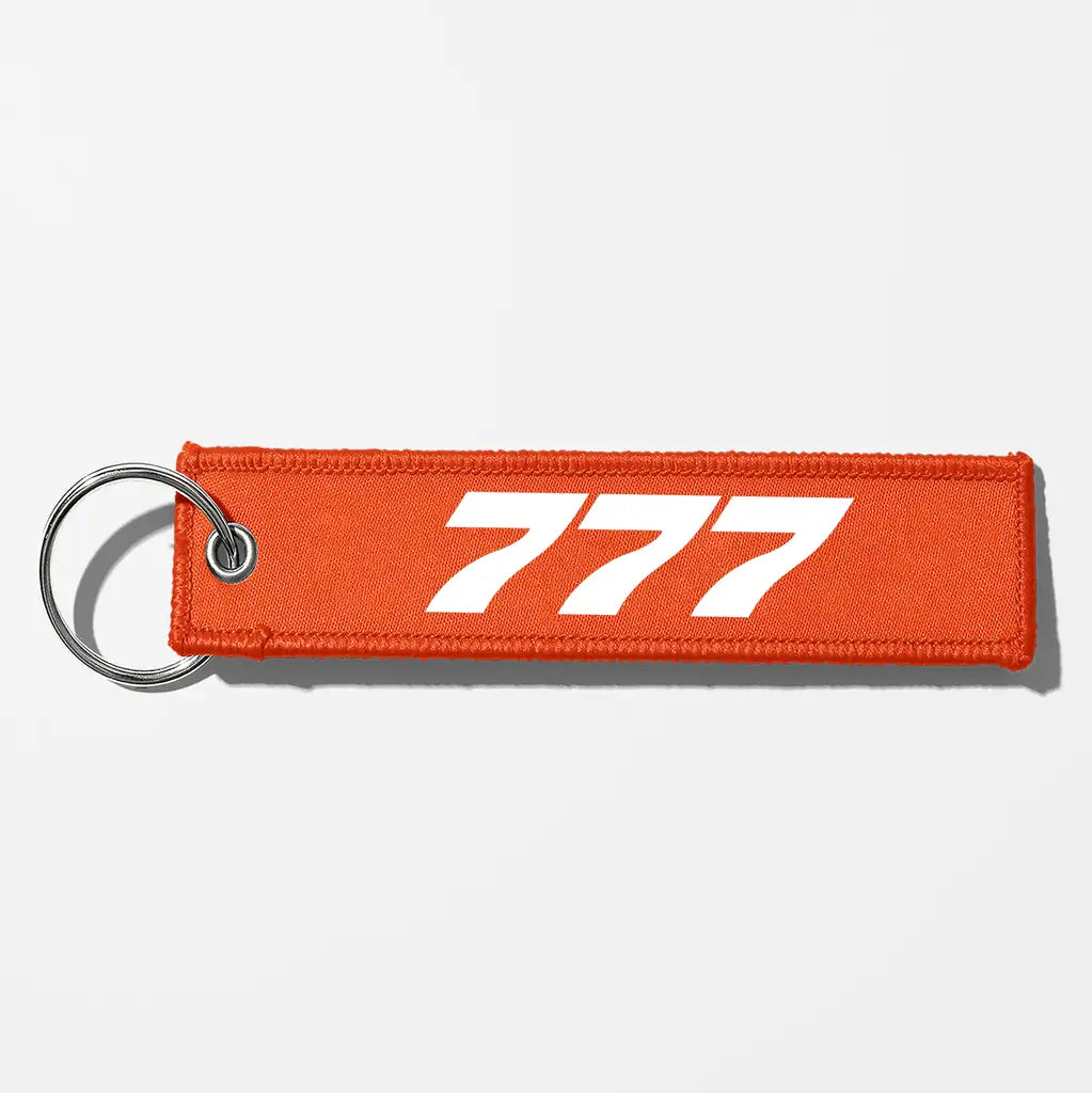 Boeing 777 Flat Text Key Chains - Orange