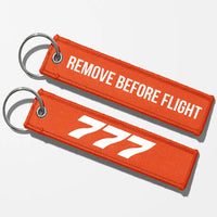 Thumbnail for Boeing 777 Flat Text Key Chains - Orange - Remove Before Flight